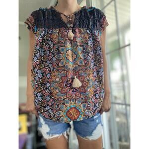 Johnny Was Multicolor Bohemian Blouse